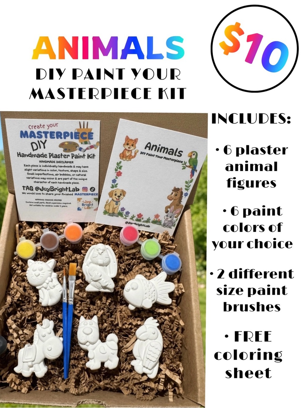 New DIY Paint Your PlasterMasterpiece Animals Box Kit Kids Craft